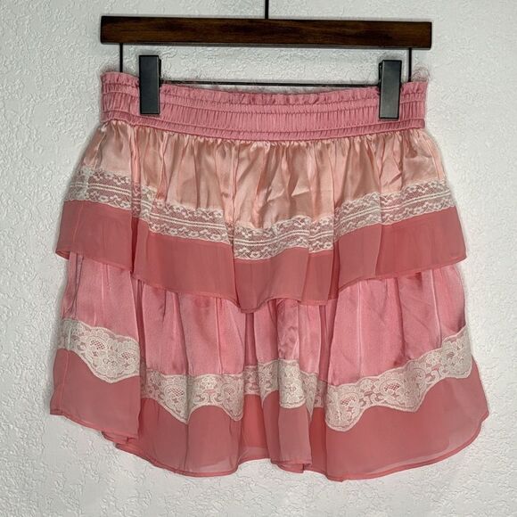 LoveShackFancy Fia Skirt & Zaria Blouse Pink Colorblock Silk Large/Med Revolve - Picture 5 of 16